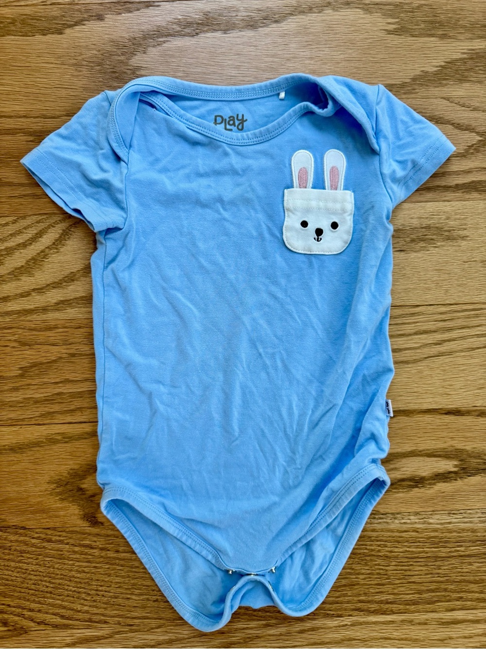 Little Sleepies bamboo Light Blue Bunny Pocket One-Piece Bodysuit